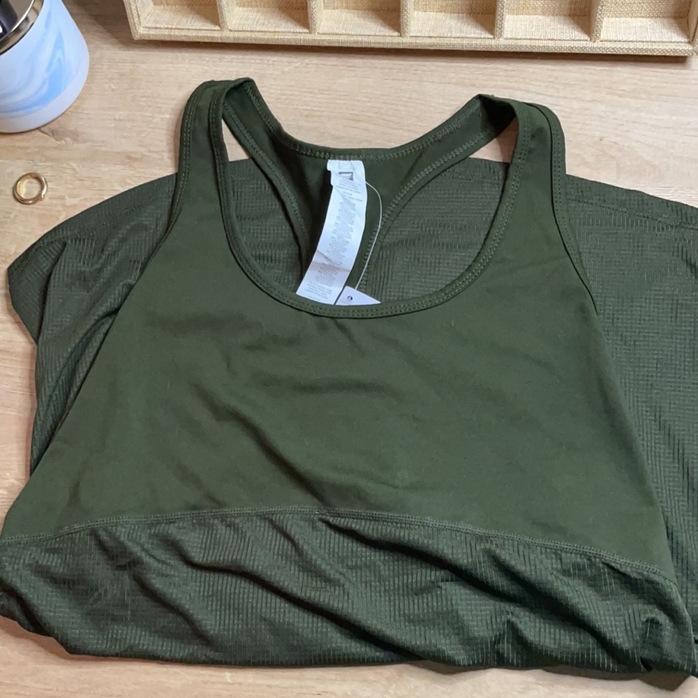 NWT Fabletics olive green tank size M